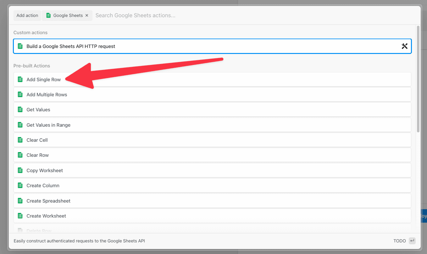 Select Add Single Row