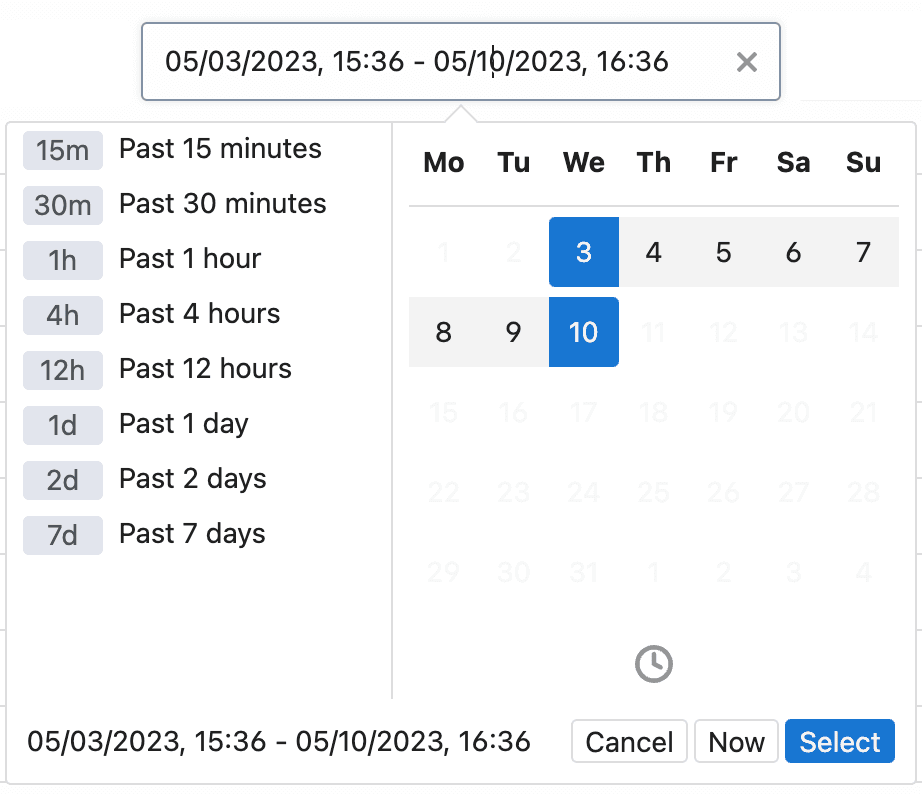 How to filter events by a timerange