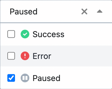 Only showing workflows that are currently paused